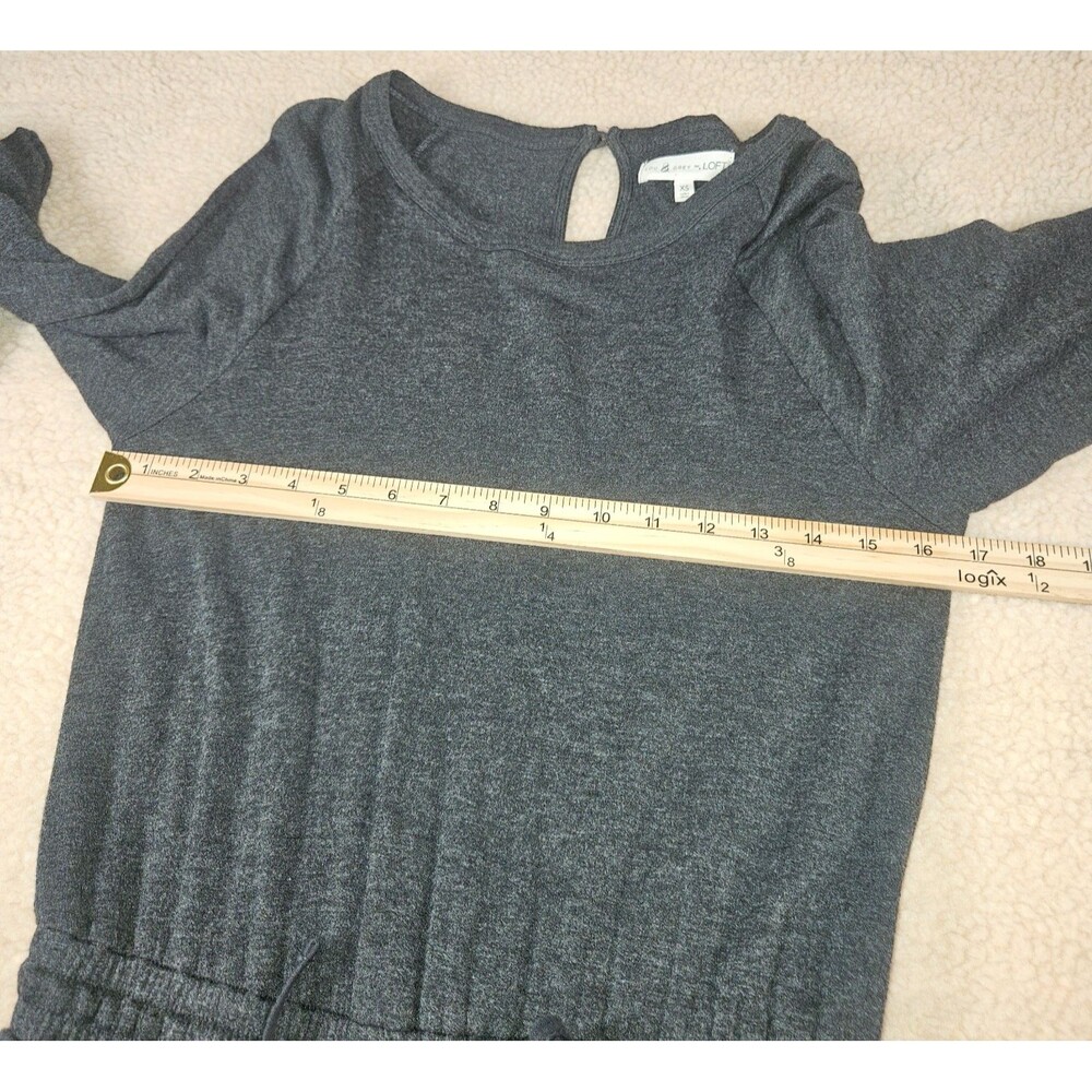 Lou & Grey for Loft Jumpsuit XS Gray Wide Leg Lounge Knit Tie Waist Soft - Picture 6 of 12